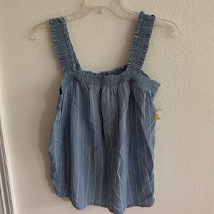 Blue with white striped tank top